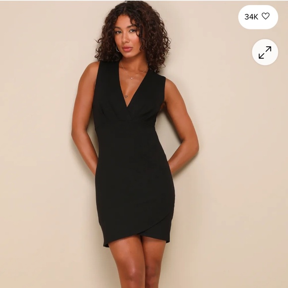 Cocktail hour black sleeveless tulip mini dress - Picture 1 of 7